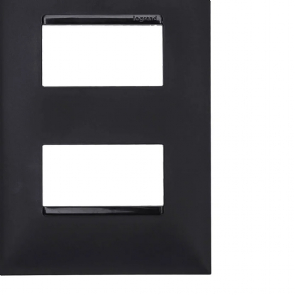 Placa Acabamento 2 Postos Separados Horizontal 4x2 Preto - Pialplus+