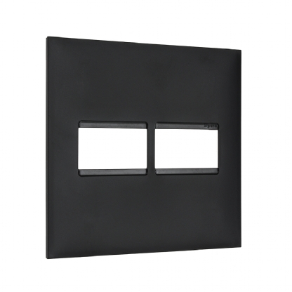 Placa Acabamento 2 Postos Horizontal 4x4 Preto - Pialplus+