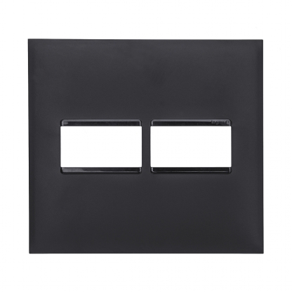 Placa Acabamento 2 Postos Horizontal 4x4 Preto - Pialplus+