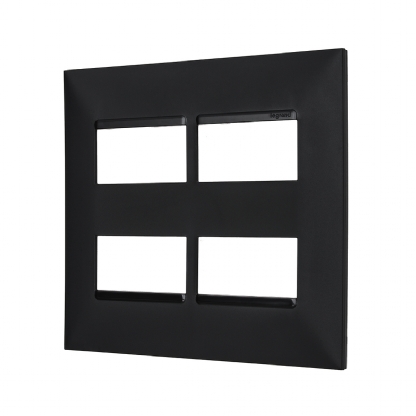Placa Acabamento 4 Postos Separados Horizontal 4x4 Preto - Pialplus+