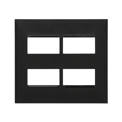 Placa Acabamento 4 Postos Separados Horizontal 4x4 Preto - Pialplus+