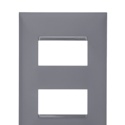 Placa Acabamento 2 Postos Separados Horizontal 4x2 Cinza - Pialplus+