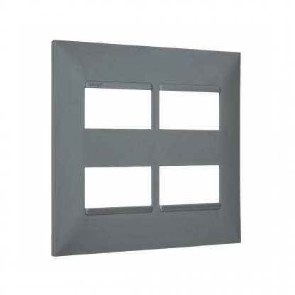 Placa Acabamento 4 Postos Separados Horizontal 4x4 Cinza - Pialplus+