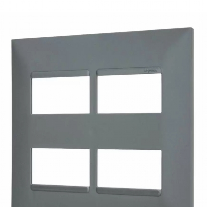 Placa Acabamento 4 Postos Separados Horizontal 4x4 Cinza - Pialplus+