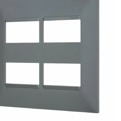 Placa Acabamento 4 Postos Separados Horizontal 4x4 Cinza - Pialplus+