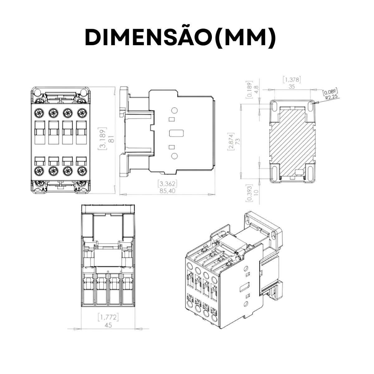 Contator Potencia Tripolar 18A 220V 1Na 50/60Hz - Weg