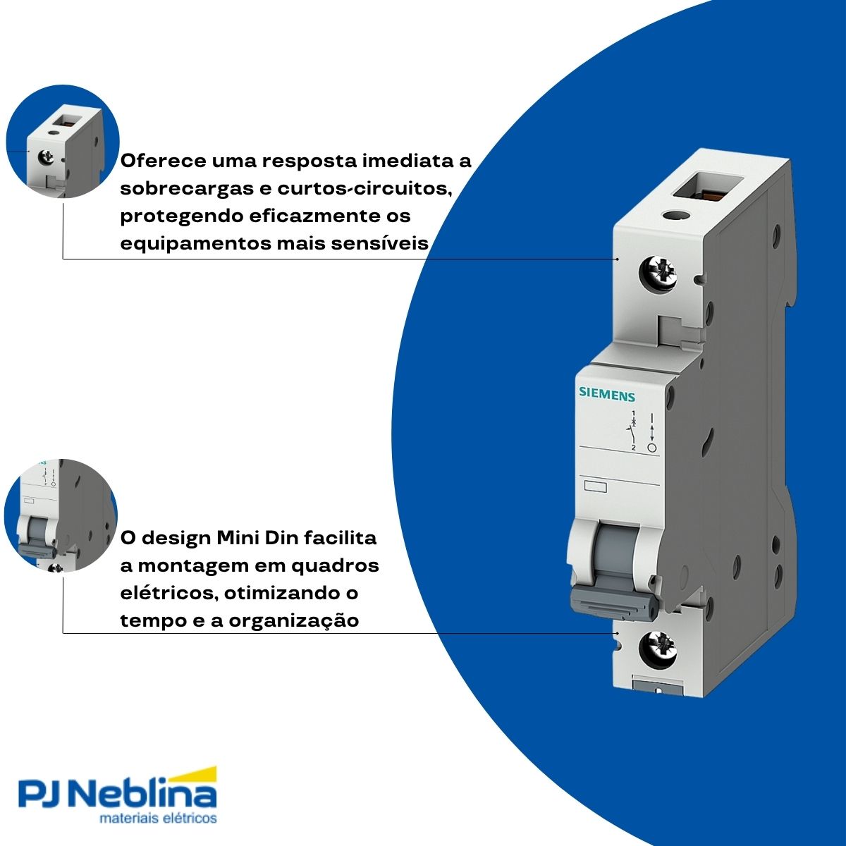 Disjuntor Mini Din Unipolar 20A Curva B 4,5Ka 220/380V - Siemens