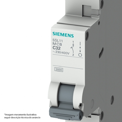 Disjuntor Mini Din Unipolar 25A Curva B 4,5Ka 220/380V 5SL11256MB - Siemens