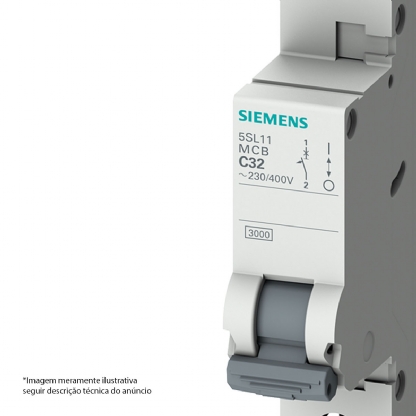 Disjuntor Mini Din Unipolar 63A Curva C 4,5Ka 220/380V 5SL11637MB - Siemens