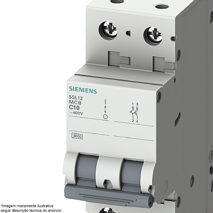 Disjuntor Mini Din Bipolar 20A Curva B 4,5Ka 220/380V 5SL12206MB - Siemens