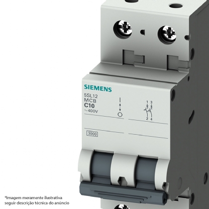 Disjuntor Mini Din Bipolar 40A Curva C 4,5Ka 220/380V 5SL12407MB - Siemens