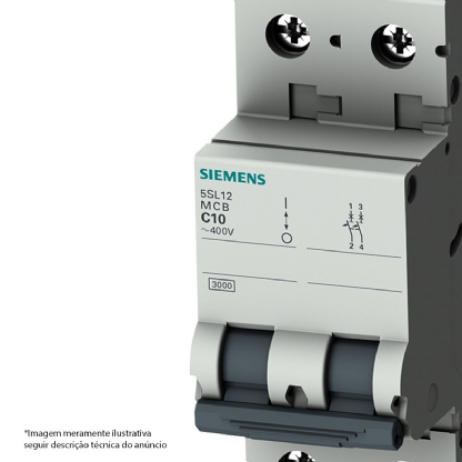 Disjuntor Mini Din Bipolar 50A Curva C 4,5Ka 220/380V 5SL12507MB - Siemens