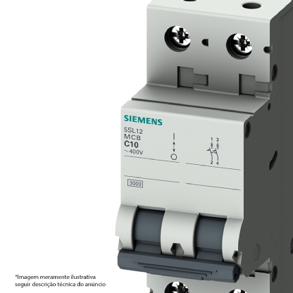Disjuntor Mini Din Bipolar 63A Curva C 4,5Ka 220/380V 5SL12637MB - Siemens
