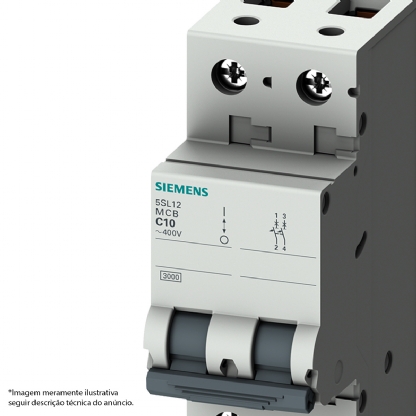 Disjuntor Mini Din Bipolar 80A Curva C 4,5Ka 220/380V 5SL12807MB - Siemens