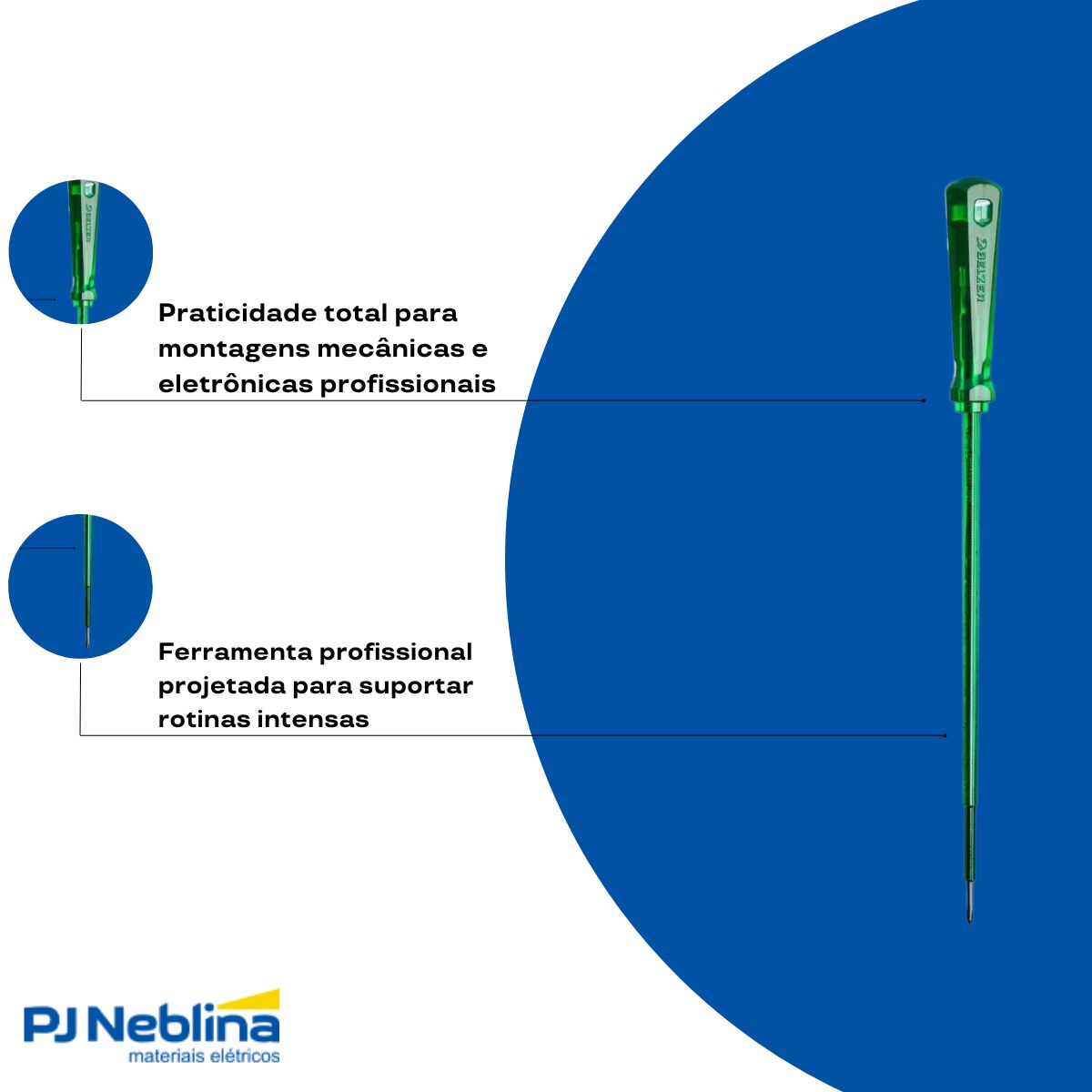 Chave Fenda Ponta Cruzada (Philips) Isolada 1000V Ph0 1/8X8Pol (3X200Mm) Cabo Ergonom Verde - Belzer