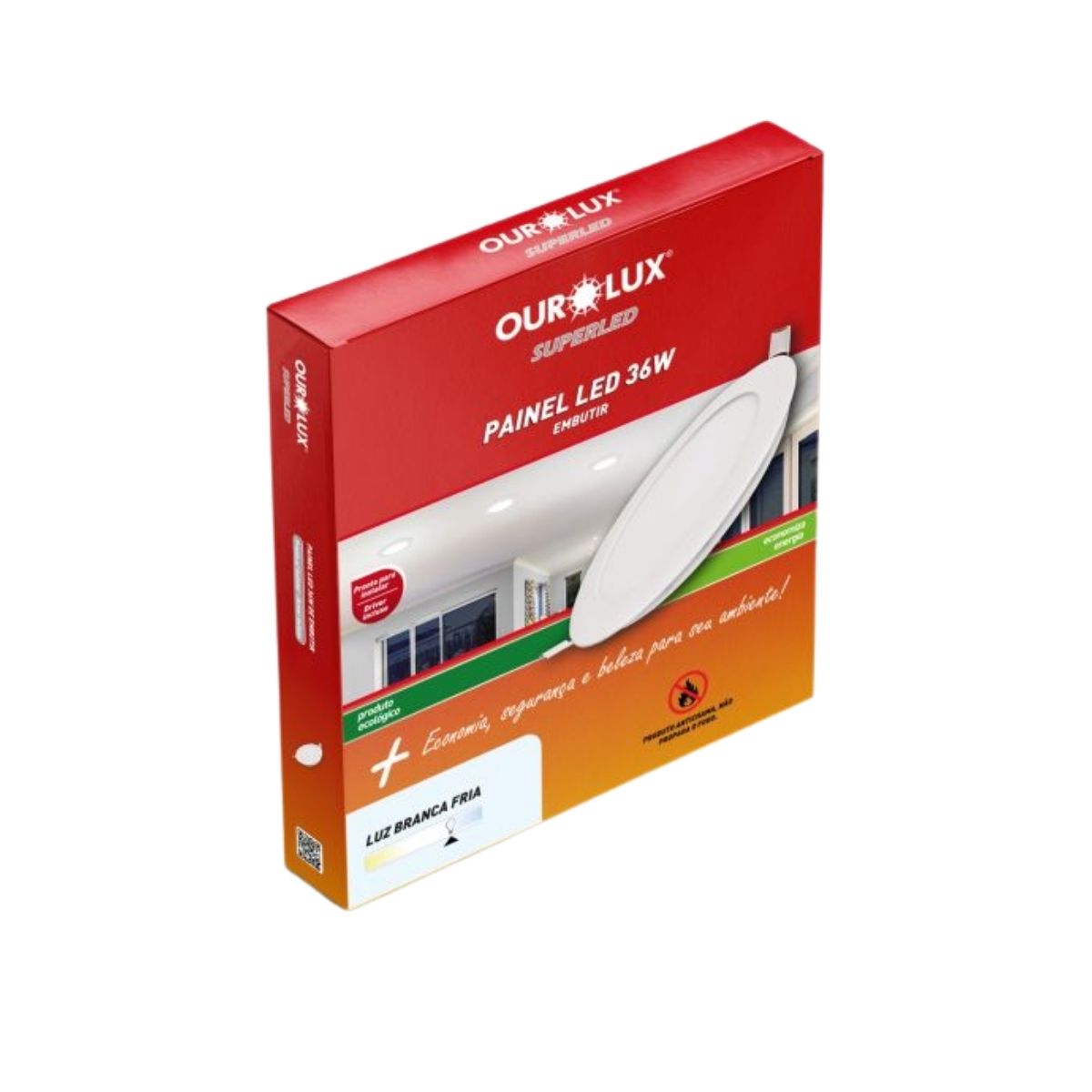 Luminária Plafon Led Embutir Redonda Branca 36W Bivolt 4000K Branco Neutro 2160Lm - Ourolux