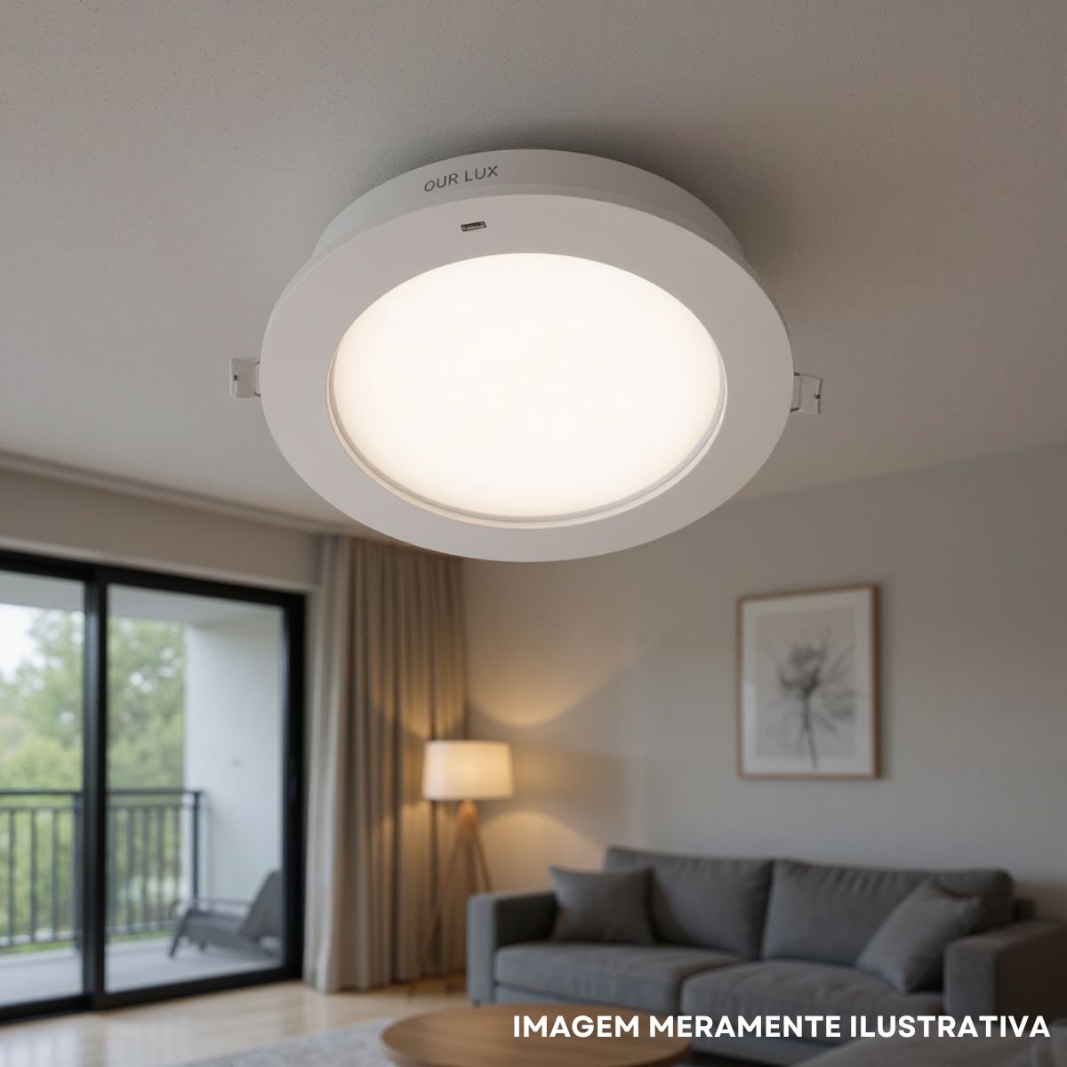 Luminária Plafon Led Embutir Redonda Branca 36W Bivolt 4000K Branco Neutro 2160Lm - Ourolux