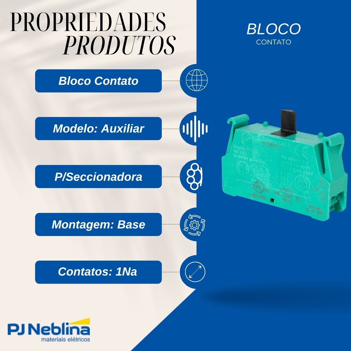 Bloco Contato Auxiliar P/Chave Seccionadora Base 1Na - Weg