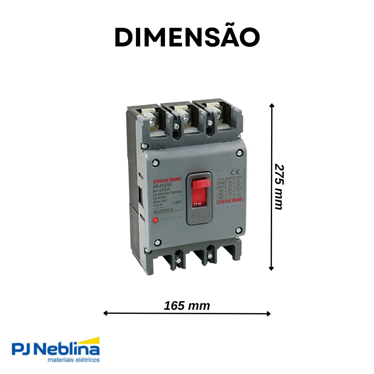 Disjuntor Caixa Moldada Tripolar 350A 50Ka 400/415V 50/60Hz - Steck