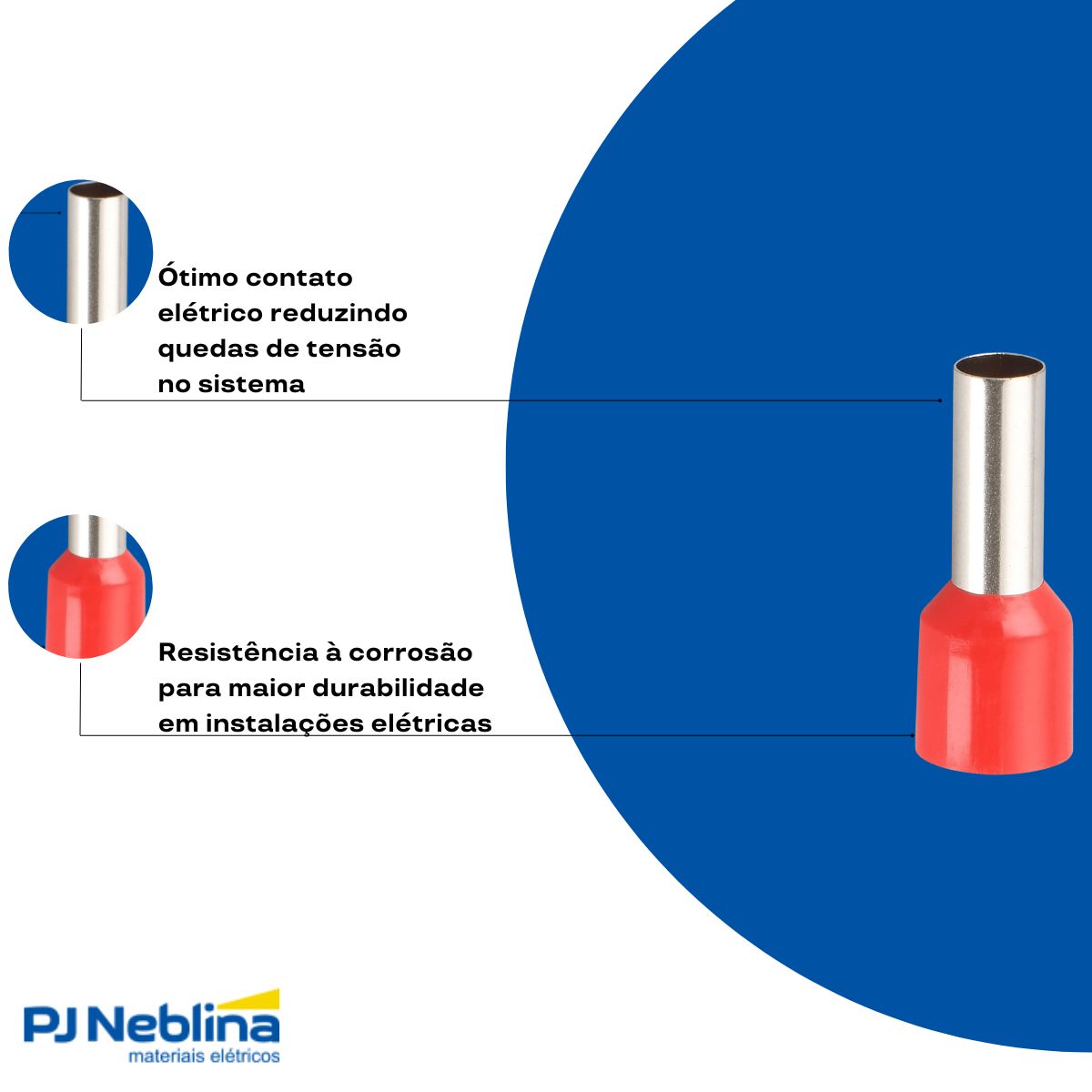 Terminal Tubular (Ilhos) 10Mm (7Awg) Pré-Isolado Vermelho - Intelli