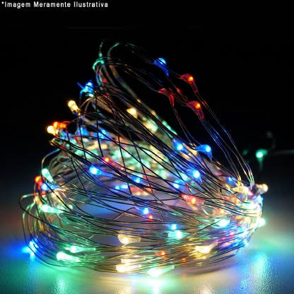 Cordão Fio De Fada Pisca Pisca Decorativo 12 Leds Colorido Arame 3,5m Usb S618010