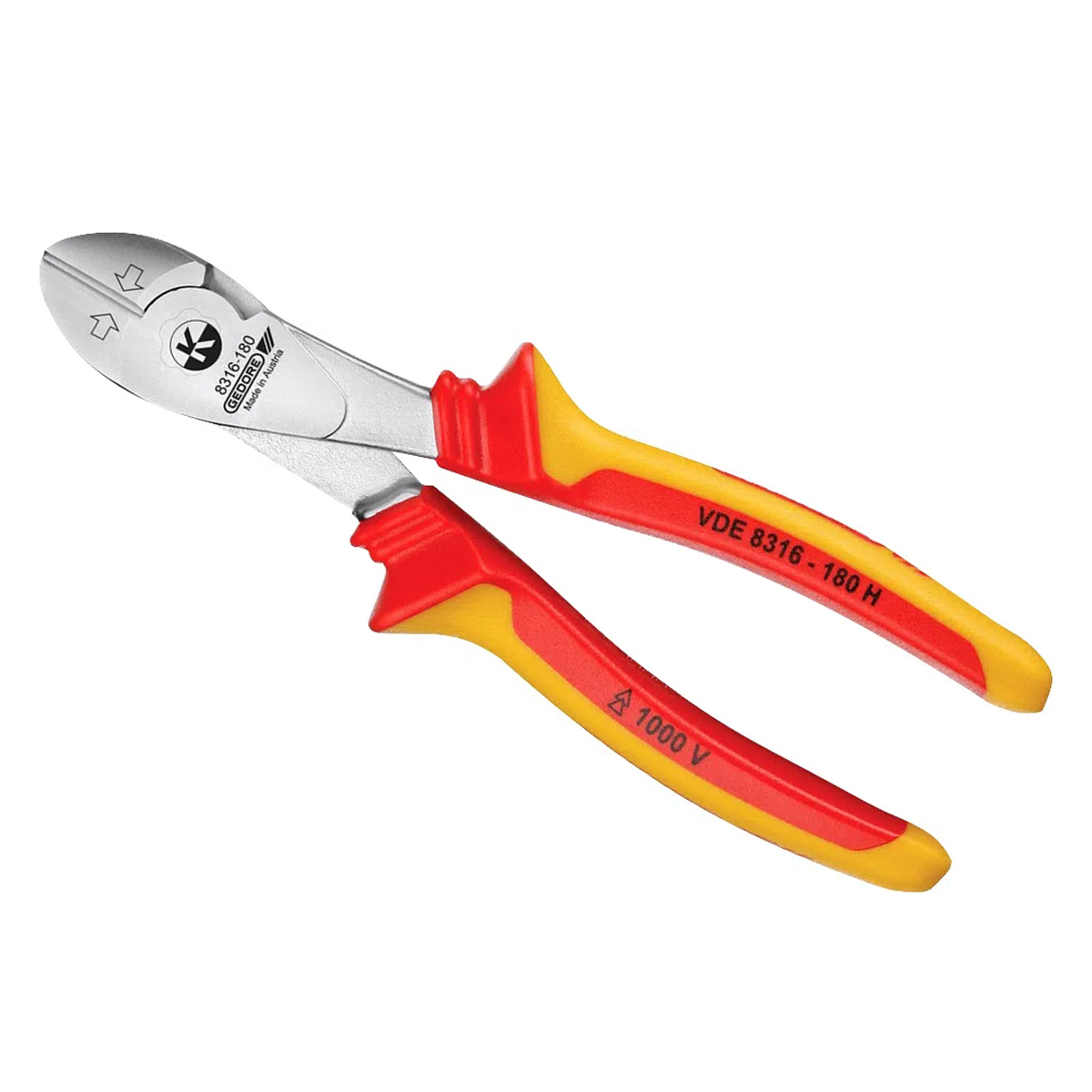 Alicate Corte Diagonal 180mm 7 Polegadas 1000V Verde/Vermelho/Amarelo - Gedore