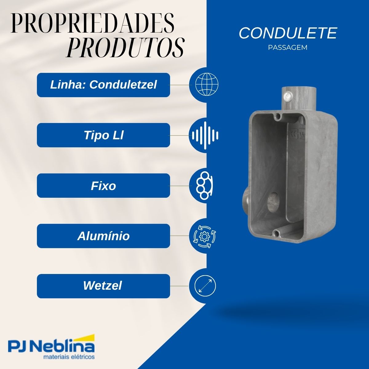 Condulete Alumínio Fixo Tipo Ll 3/4 S/Rosca S/Pintura S/Tampa S/Vedação - Wetzel