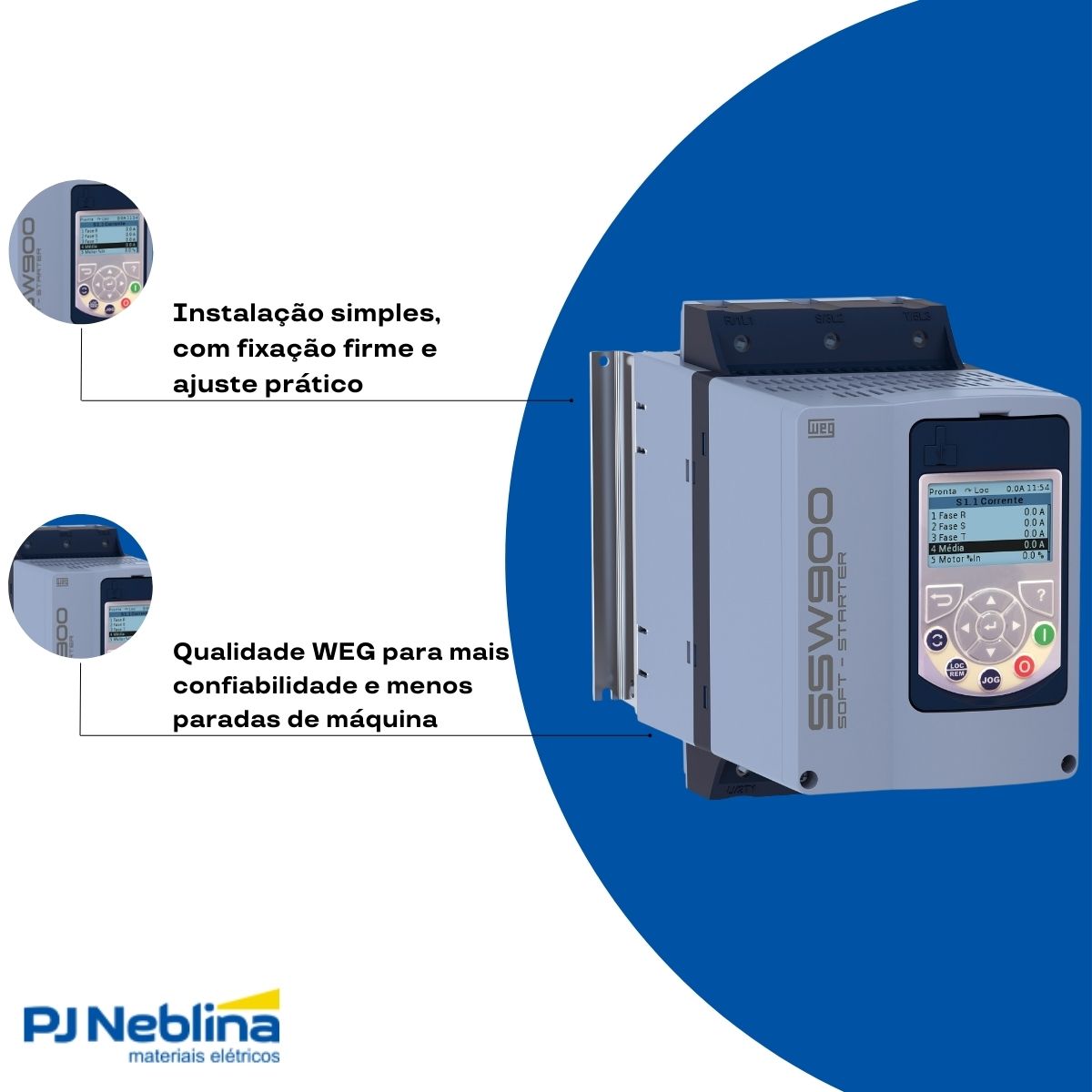 Chave Partida Softstarter Trifásico 61A 220-575V 45Kw Ip20 - Weg