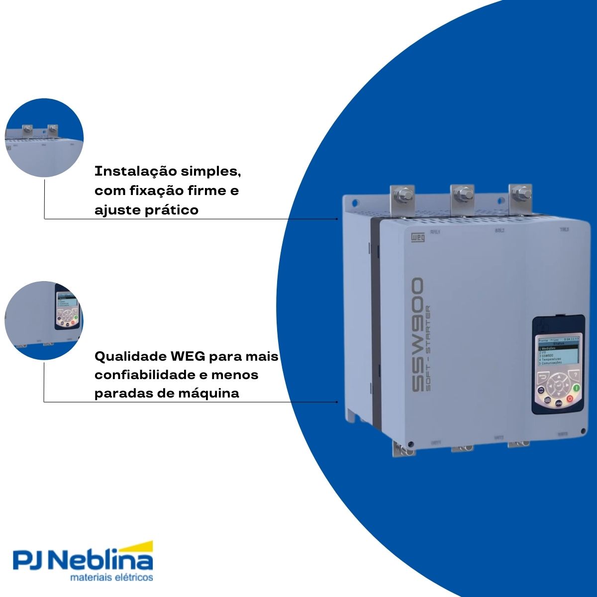 Chave Partida Softstarter Trifásico 365A 220-575V 300Kw Ip00 - Weg