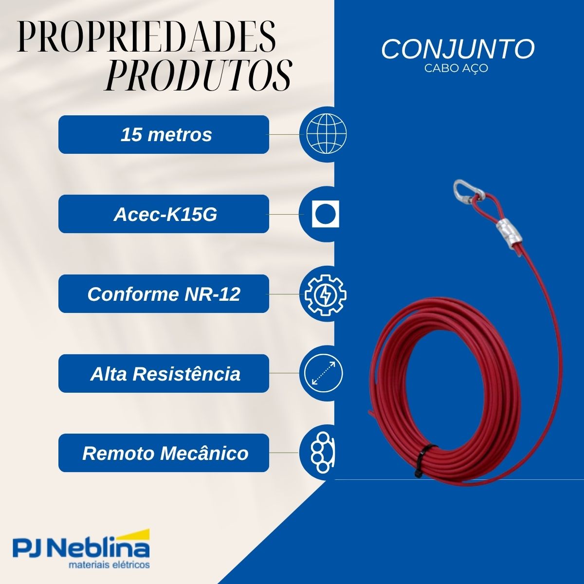 Conjunto Cabo Aço Acec-K15G - Weg