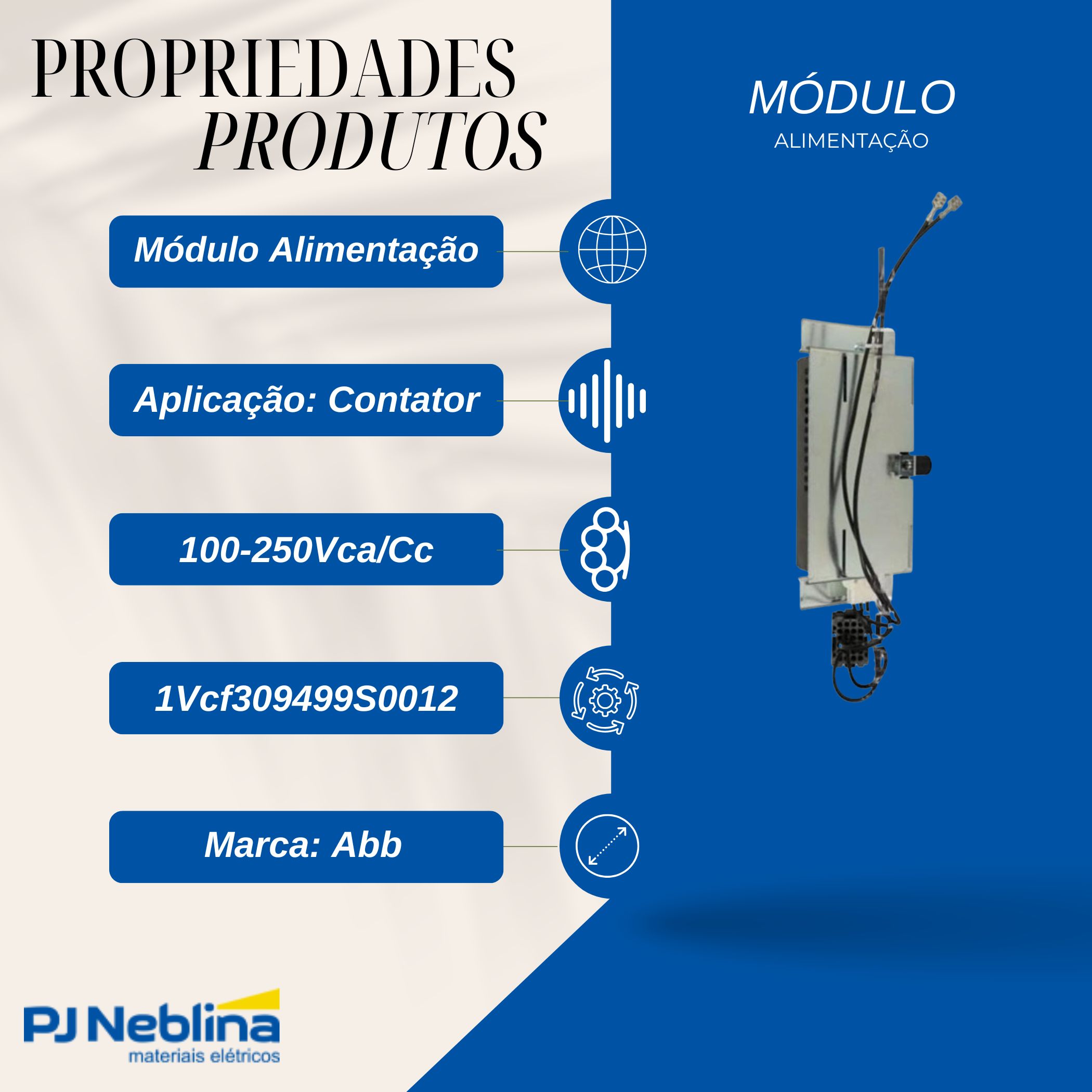 Módulo Alimentação Contator 100-250Vca/Cc - Abb