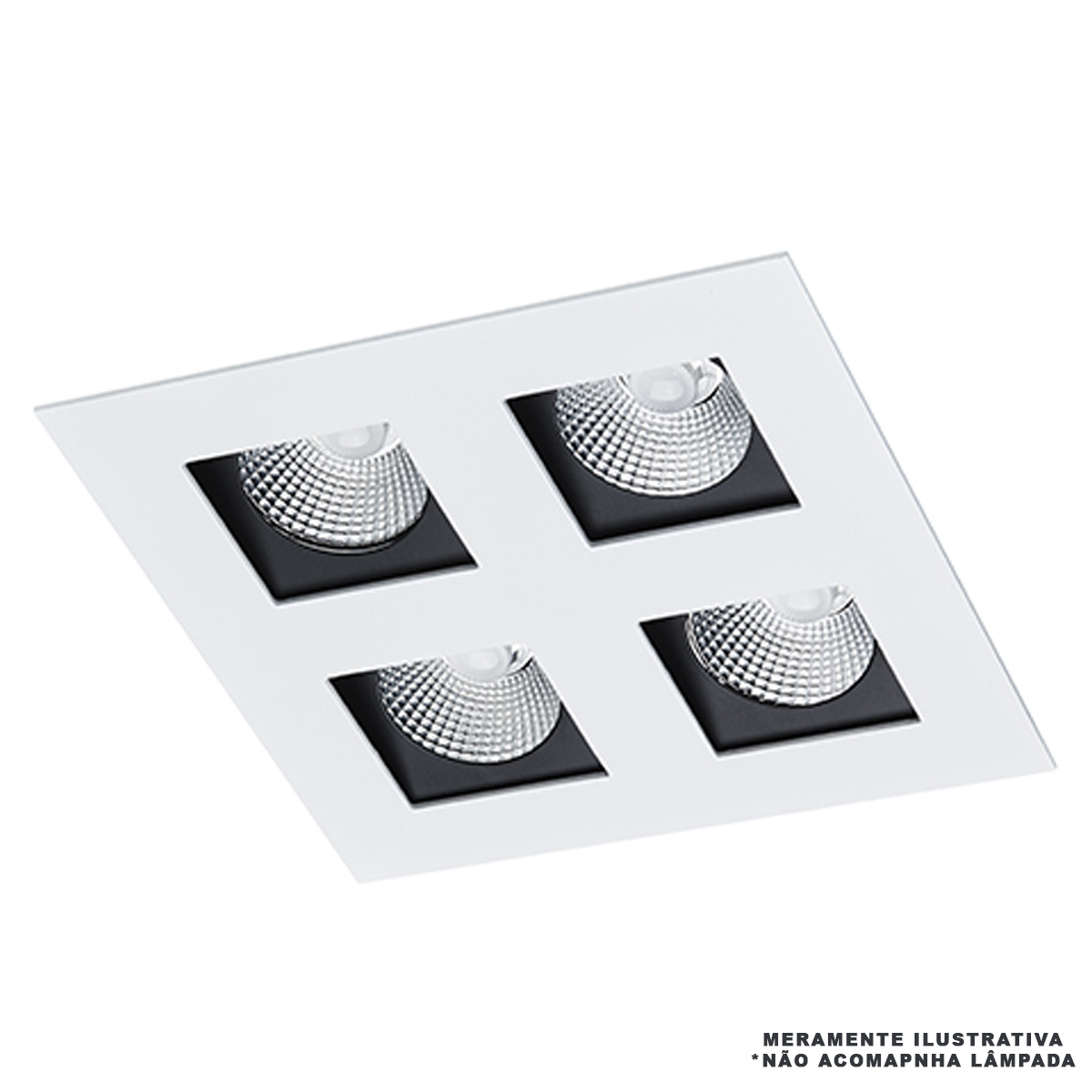 Luminária Spot Embutir Quadrado Branco Fosco Para Lâmpada Mr16 35W 4XGu10 Foco Direcionável - Bellaluce