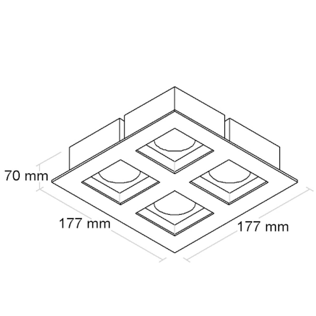 Luminária Spot Embutir Quadrado Branco Fosco Para Lâmpada Mr16 35W 4XGu10 Foco Direcionável - Bellaluce