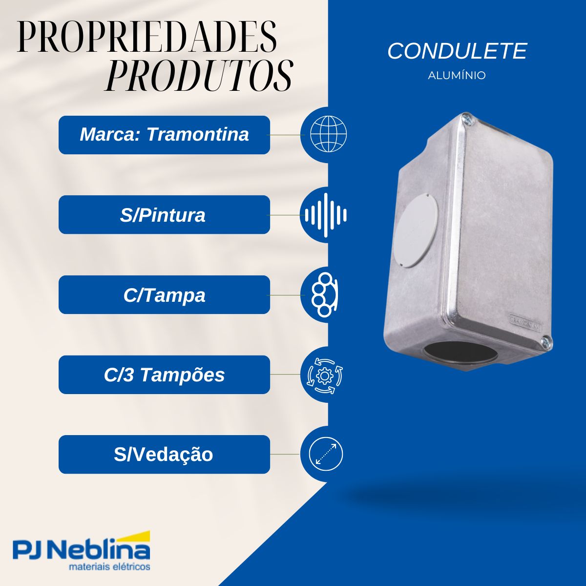 Condulete Alumínio Múltiplo Tipo X 1.1/2 S/Pintura C/Tampa C/3 Tampões S/Vedação - Tramontina