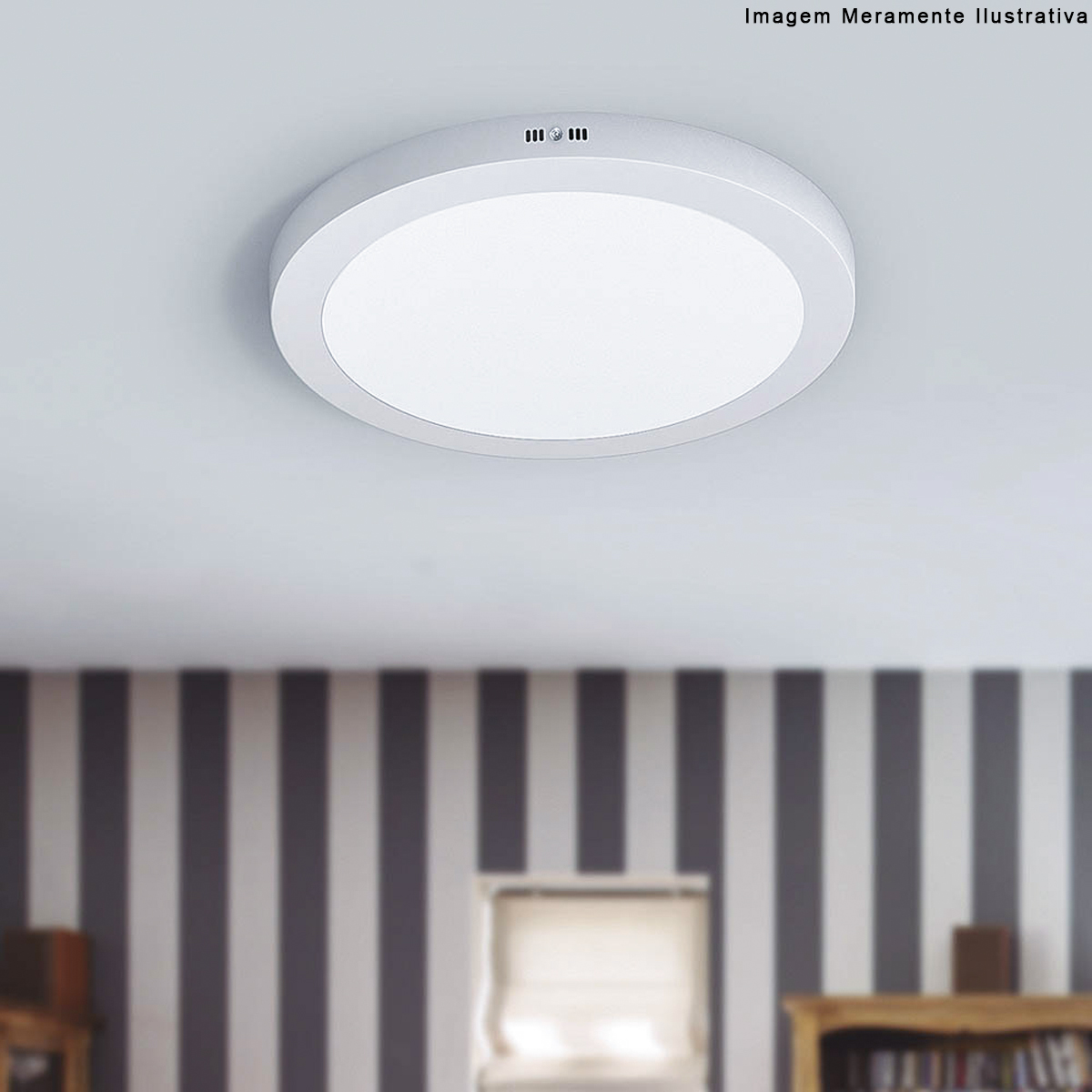 Luminária Plafon Led Sobrepor Redondo Branco 36W Bivolt 50/60Hz 6400K Luz Branca 2520Lm 15000H Ip20 Superled - Ourolux