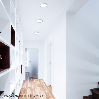 Plafon Led Sobrepor Redondo 18W 6400K Luz Branca - Ourolux