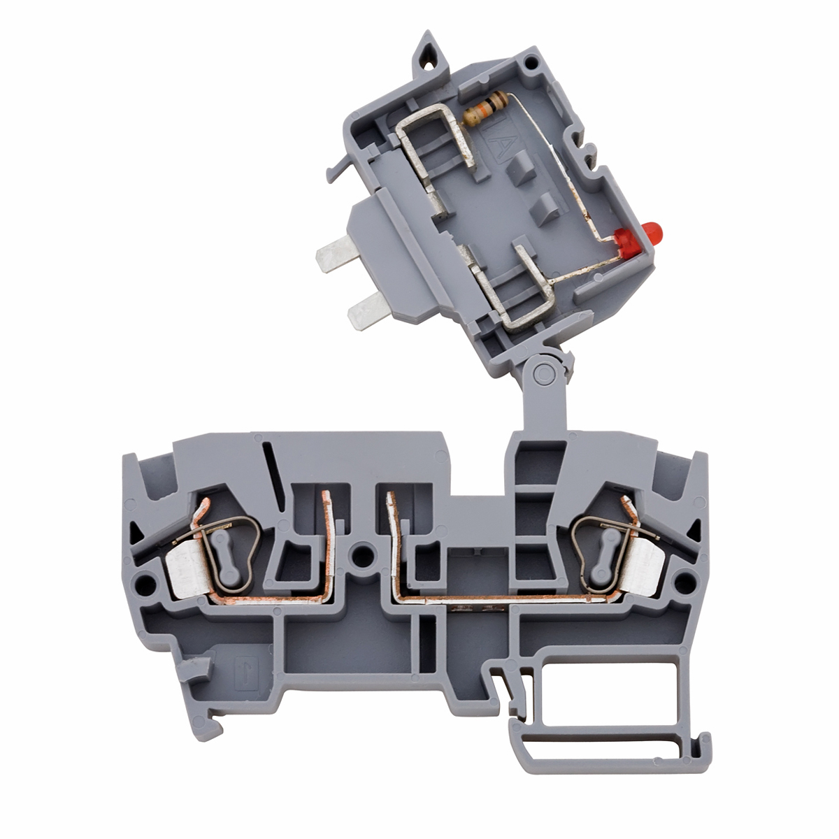 Conector Borne Passagem Porta Fusível 2 Conexões 4,00mm 24Vcc Cinza BTWM SLD C03 24VCC - WEG