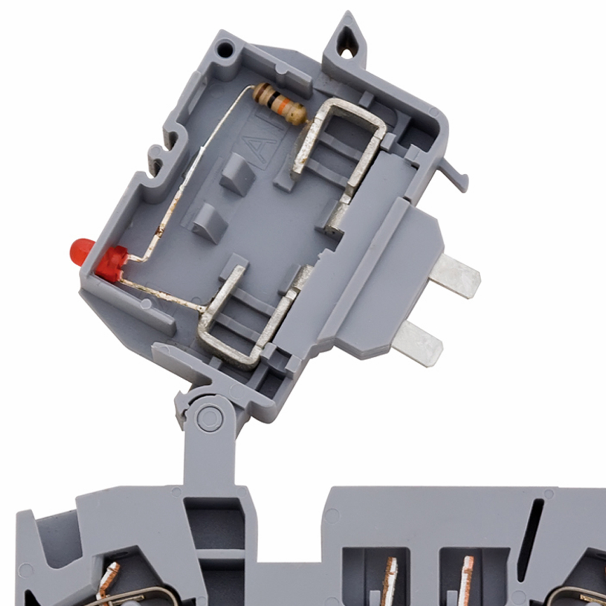 Conector Borne Passagem Porta Fusível 2 Conexões 4,00mm 24Vcc Cinza BTWM SLD C03 24VCC - WEG