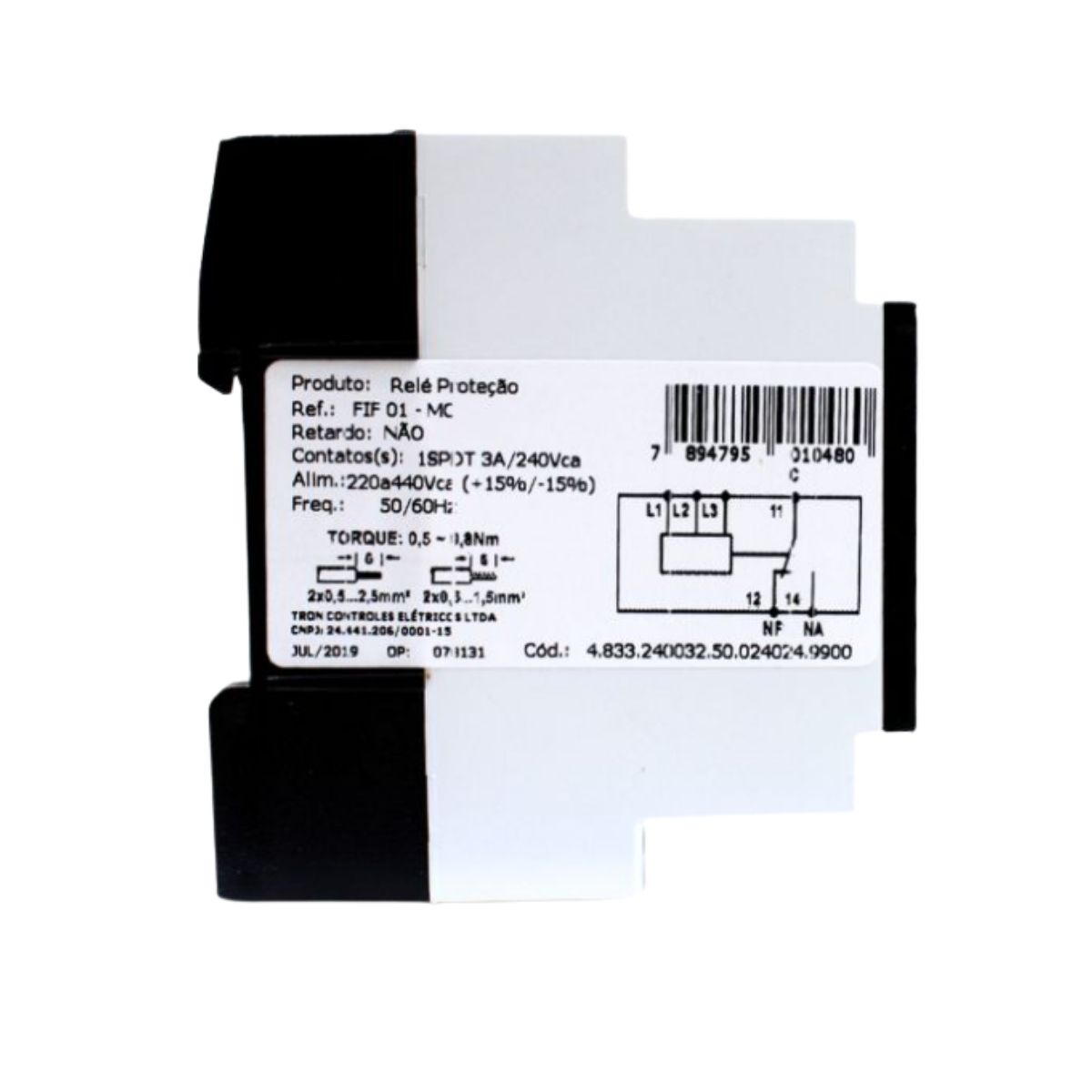 Relé Supervisão Trifásico Falta Seq Fase Assimetria Modular S/Neutro 220-440V 1Rev (Spdt) - Altronic