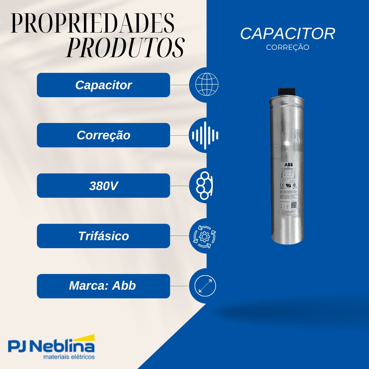 Capacitor Correcao Fator Potencia a Seco Trifasico 25kvar 38