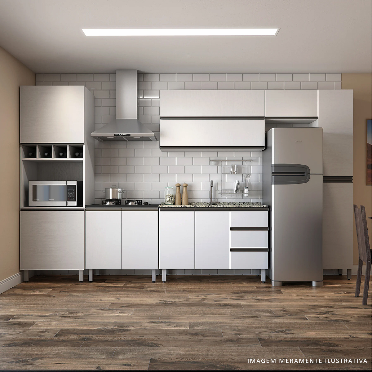 Luminária Plafon Led Embutir Retangular Branco 18W Bivolt Luz Amarela 3000K 1290Lm - Bella