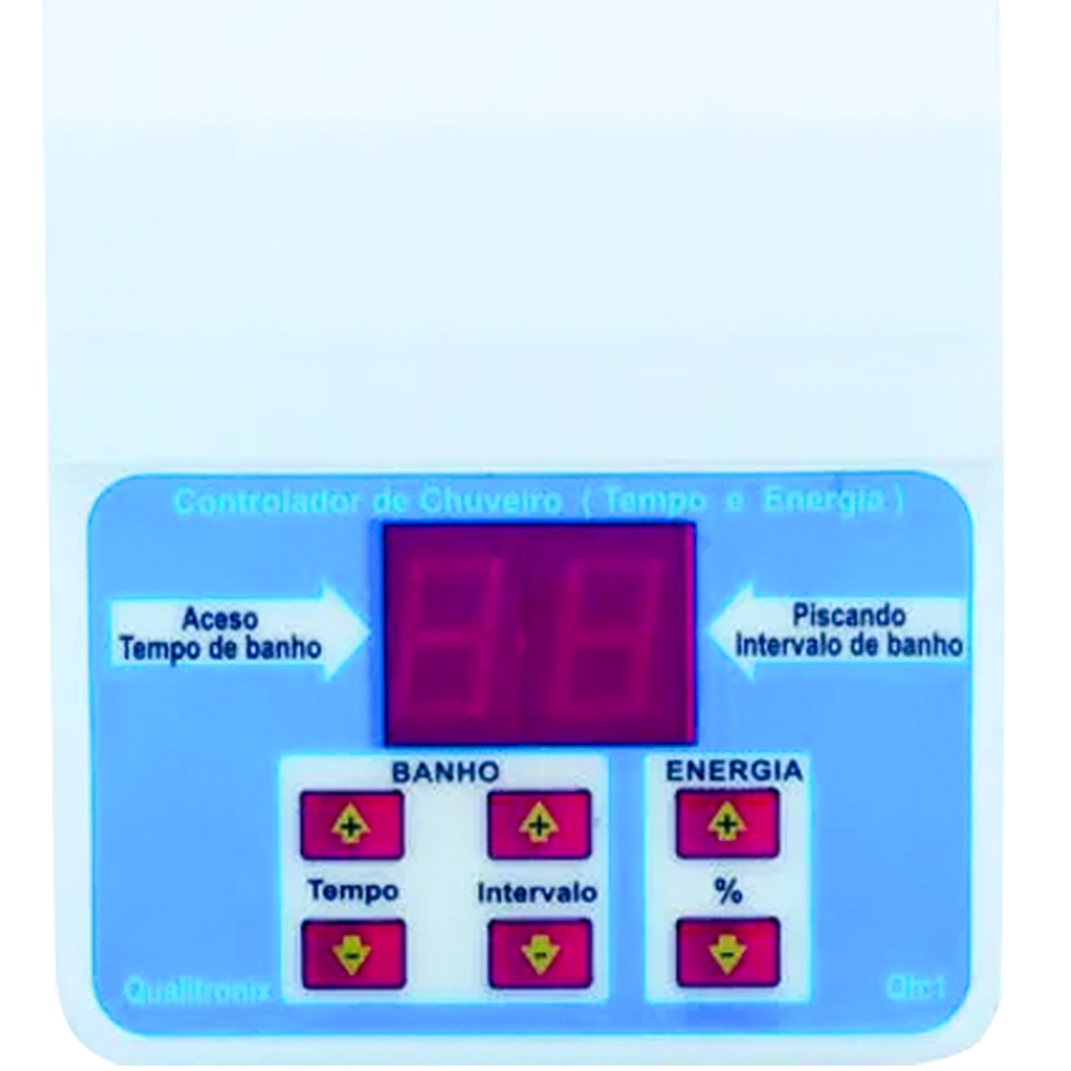 Controle Timmer Digital De Chuveiro Branco Abs Qct01 - Qualitronix