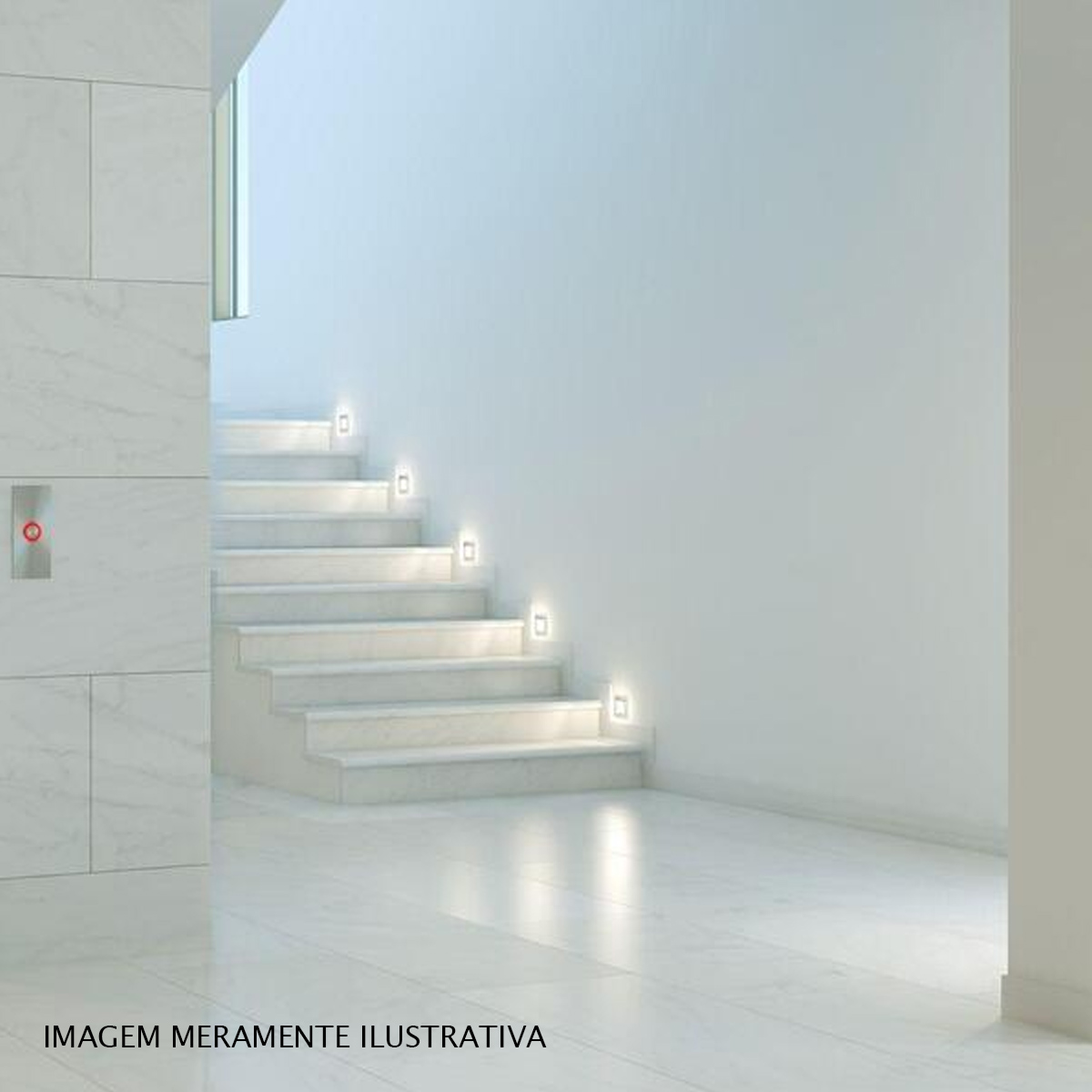 Luminária Balizador Led Embutir Retangular Branco 2W Bivolt 3000L Luz Amarela 120Lm Difusor Policarbonato Avant