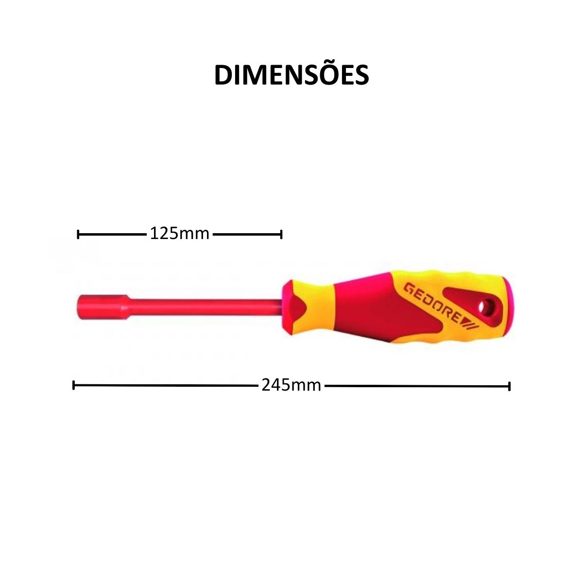Chave Canhoa Isolada 1000V Vde 8 Polos Cabo Ergonômico Amarelo/Vermelho 091.793 Gedore