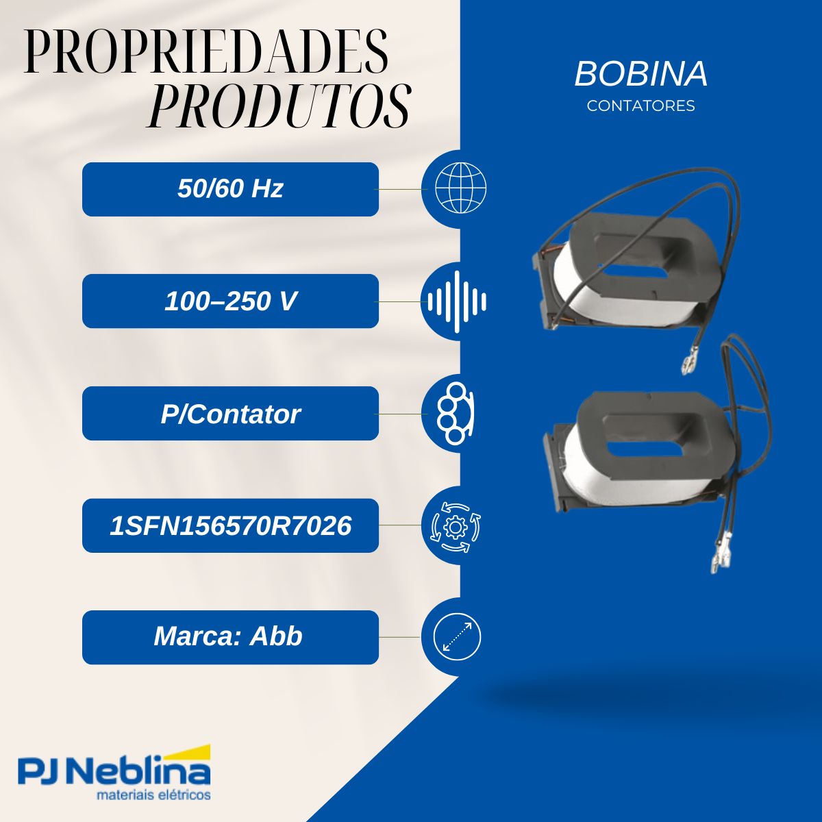 Bobina P/Contatores Af1350,Af1650,Af2050 100-250V 50/60Hz - Abb