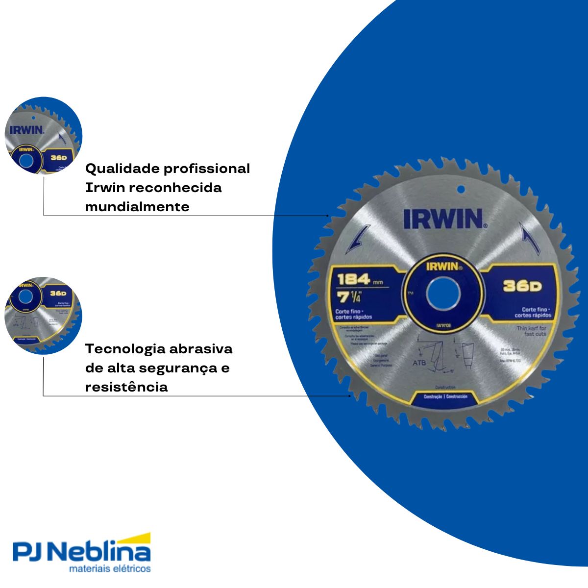 Disco Serra Circular 7.1/4 (184Mm) 36 Dentes 20Mm P/Madeira 6700Rpm - Irwin