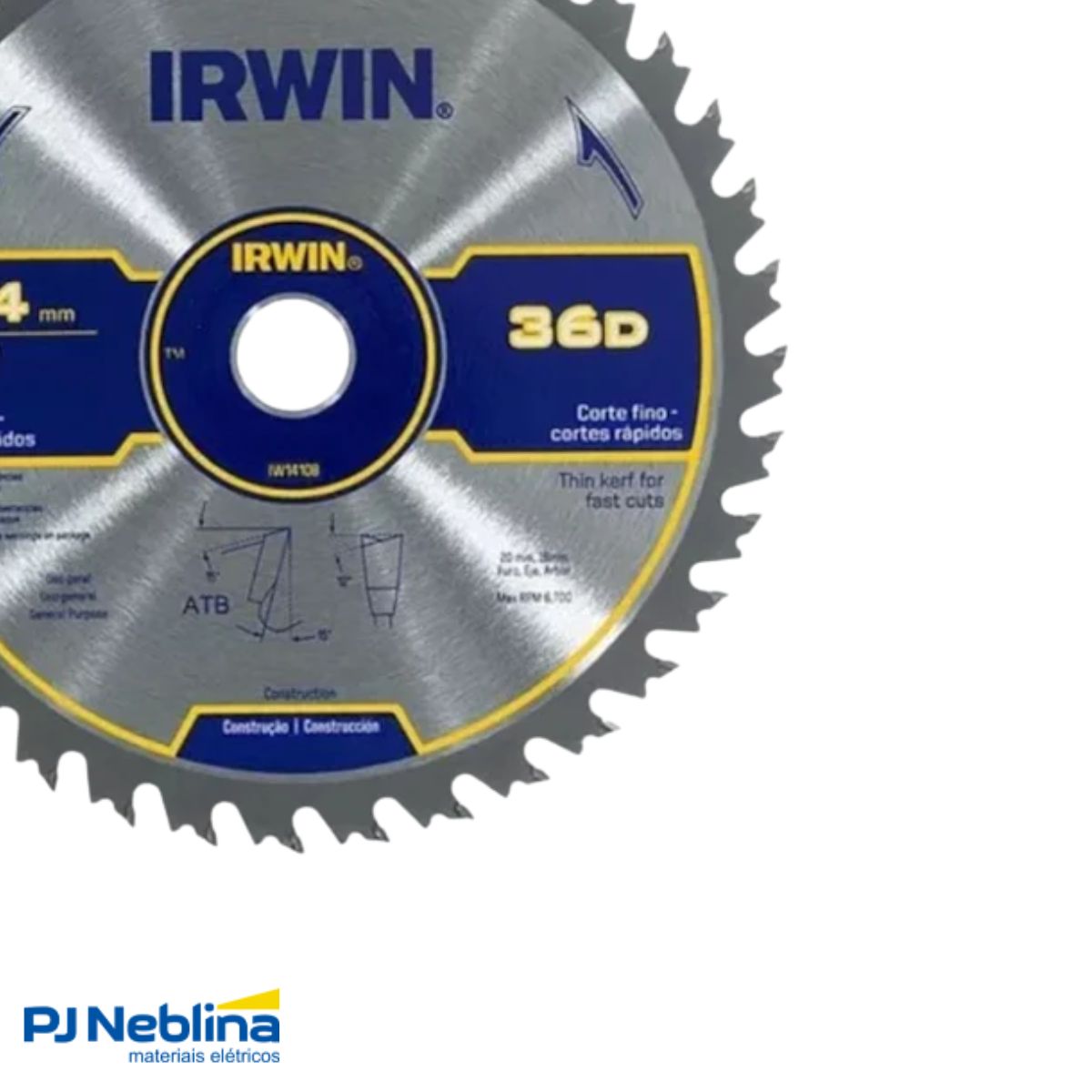 Disco Serra Circular 7.1/4 (184Mm) 36 Dentes 20Mm P/Madeira 6700Rpm - Irwin