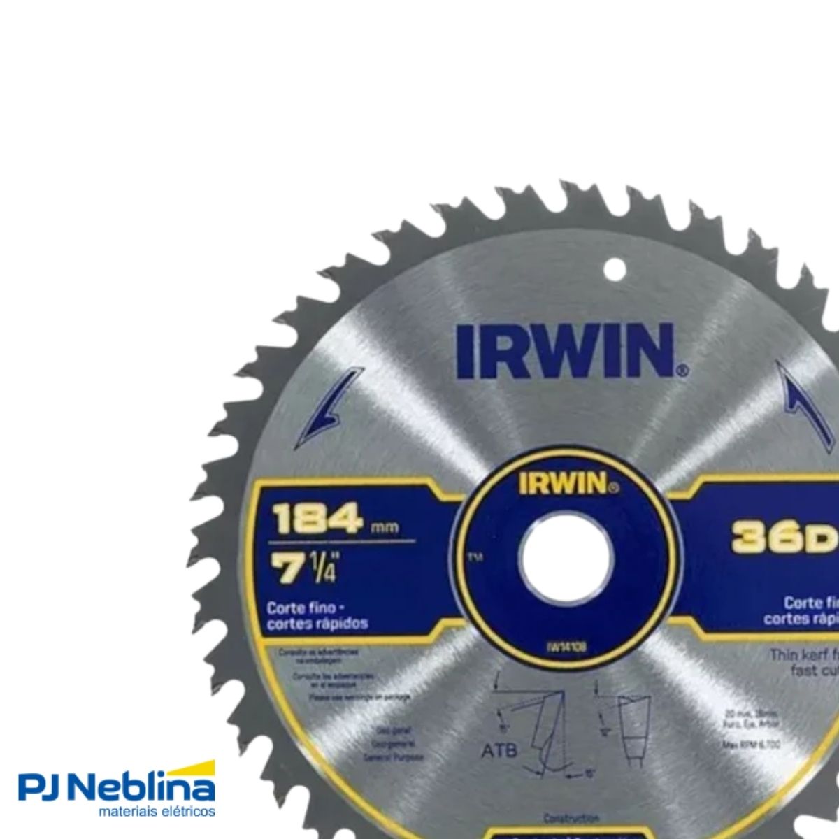 Disco Serra Circular 7.1/4 (184Mm) 36 Dentes 20Mm P/Madeira 6700Rpm - Irwin