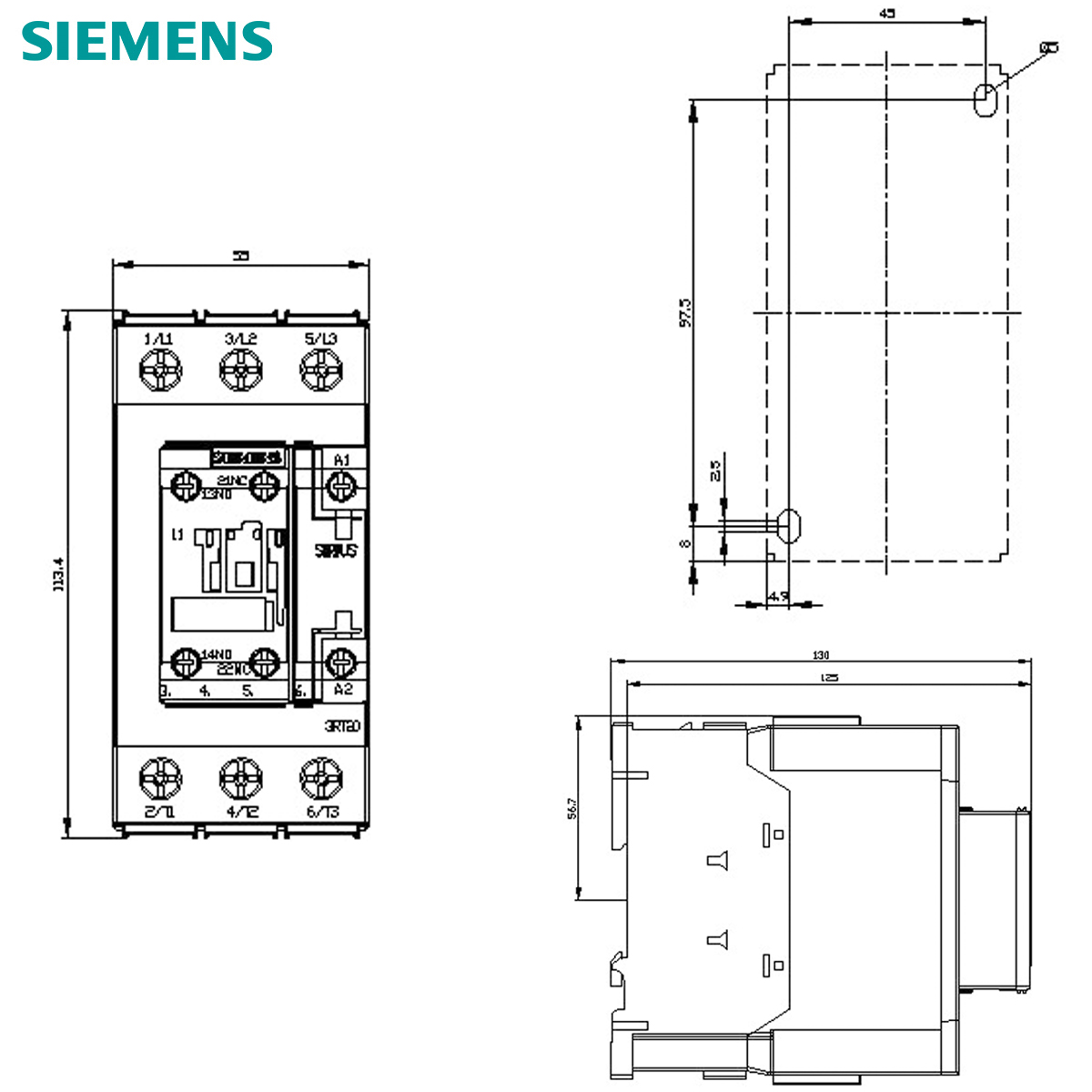 Contator De Potência Tripolar 80A 220V 1Na+1Nf 50/60Hz 3RT20381AN20 Siemens