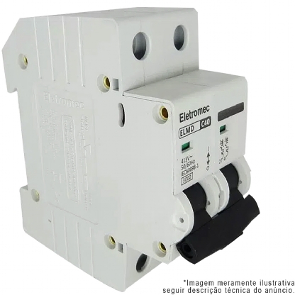Disjuntor Mini Din Bipolar 40A Curva C 3Ka 400/440V ELMD-2C40 - Eletromec